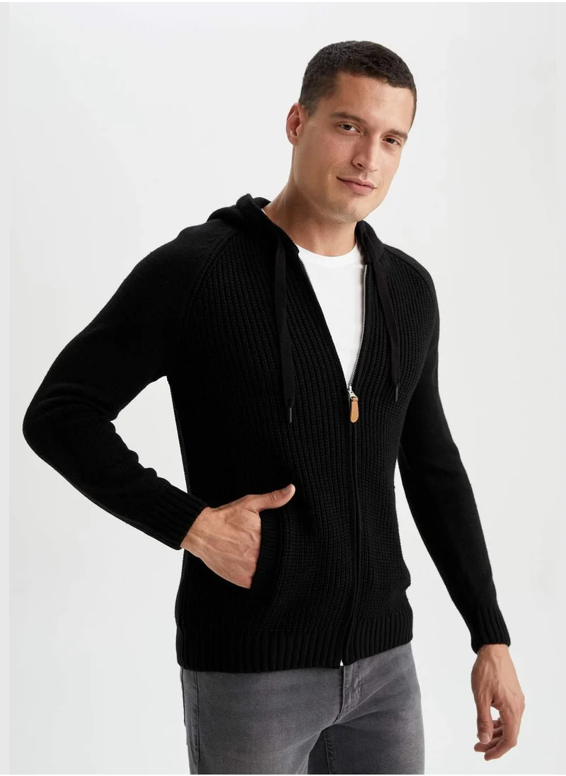 DeFacto Basic Zippered Hooded Cardigan