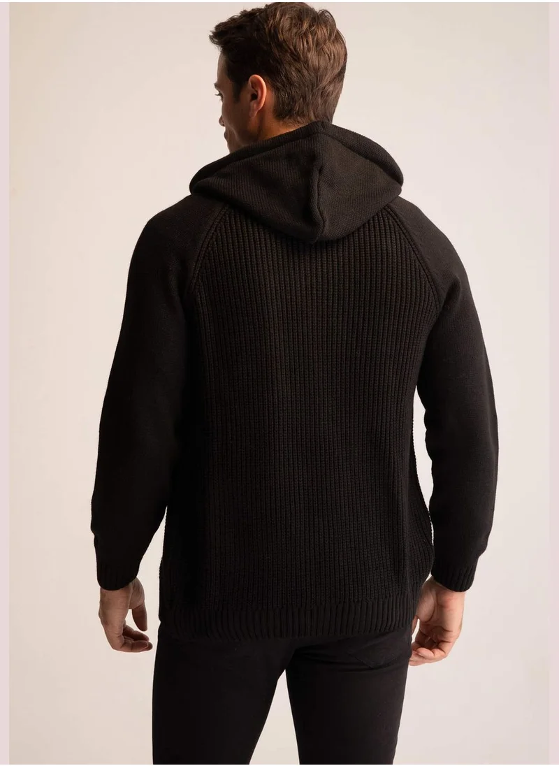 DeFacto Basic Zippered Hooded Cardigan