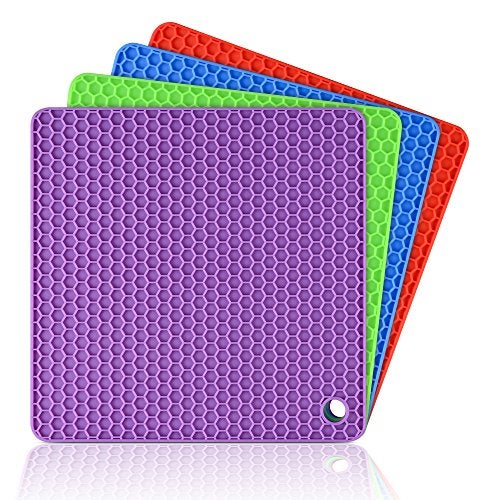 CAKETIME Silicone Trivet Mats - Hot Pads Spoon Rest, Multipurpose Trivet for Hot Dishers Heat Resistant Food Grade Silicone Set of 4 - Image 1