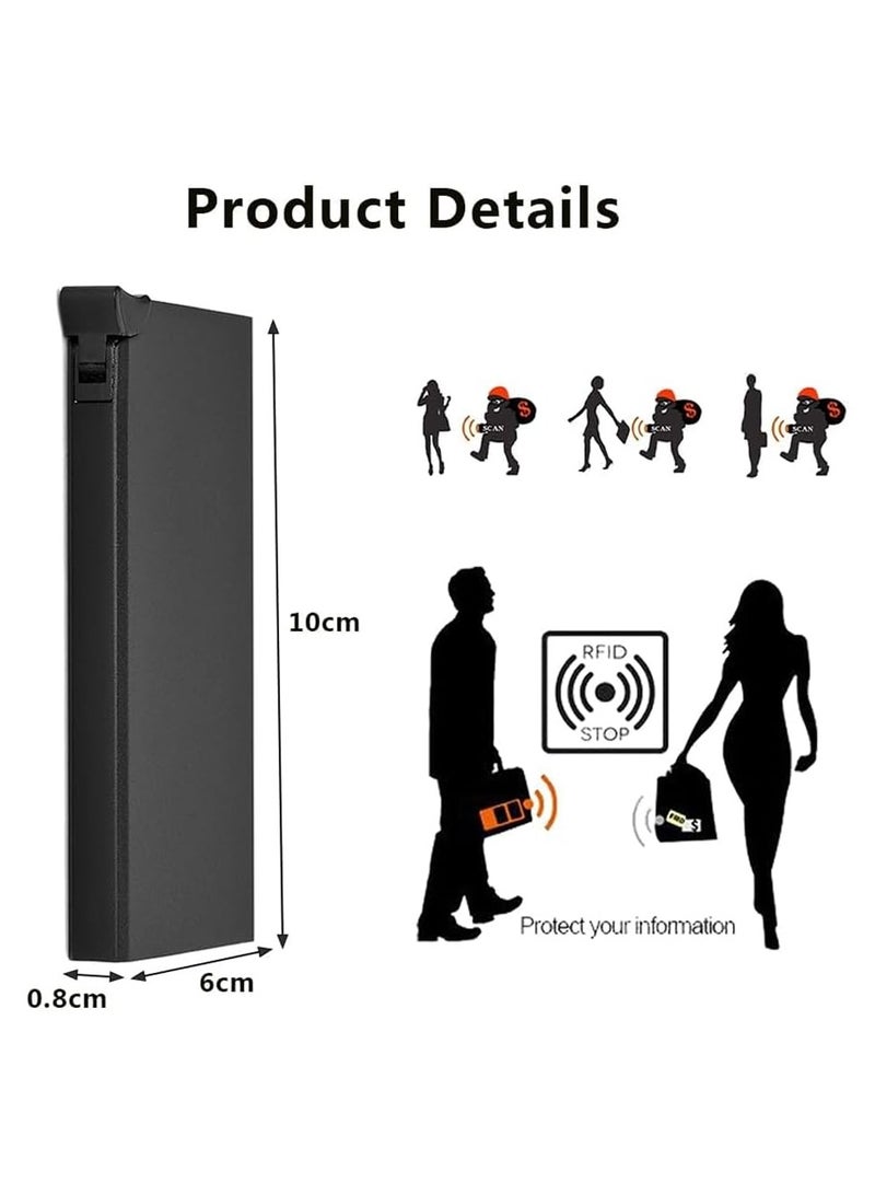 SHIMENGFU Card Holder Wallet, Minimalist Pop up Wallet for Men RFID Blocking Slim Business Credit Card Wallet with Money Pocket Aluminum Metal Bank Card Case Black Design for Airtag Cash Coins & Credit Cards  - Image 4