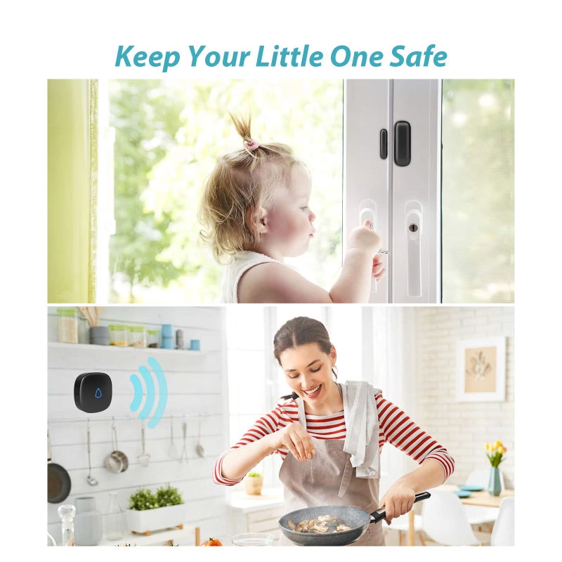 METAK Door Chime, METAK Wireless Door Open Contact Sensor Alarm with 500 FT Range, 58 Chimes and 5 Volume Levels for Business/Store/Home/Office When Entering, 1 Transmitter + 1 Plug-in Receiver - Image 2