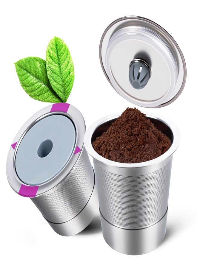 Roogaluckeep Reusable K Cups 2 Pack with 4 Extra Silicone Seals, Food Grade Stainless Steel Refillable Coffee Pods Compatible with Keurig 1.0/2.0/K-Mini/K-Duo, Eco-Friendly for Home Office Travel - Image 1