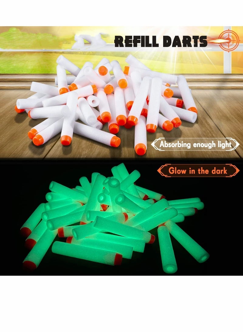 AMOSTING 200Pcs Refill Darts for Nerf N Strike Elite Glow at The Dark Bullets Pack - White - Image 2