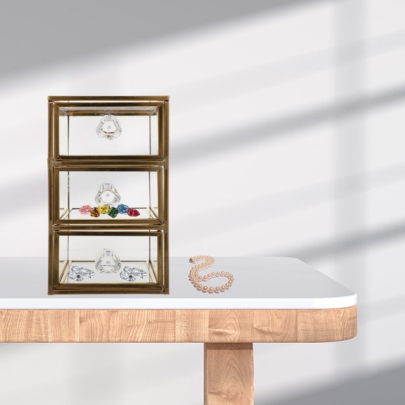 Drawer Type Stationery Storage Box Jewelry Storage Case 3-tier Jewelry Storage Organizer - Image 4