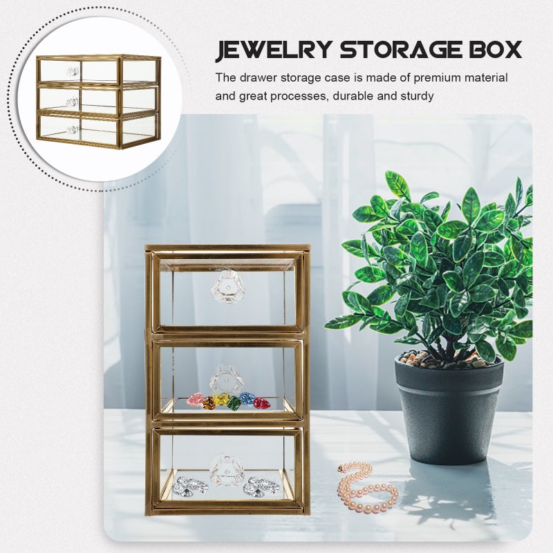 Drawer Type Stationery Storage Box Jewelry Storage Case 3-tier Jewelry Storage Organizer - Image 3