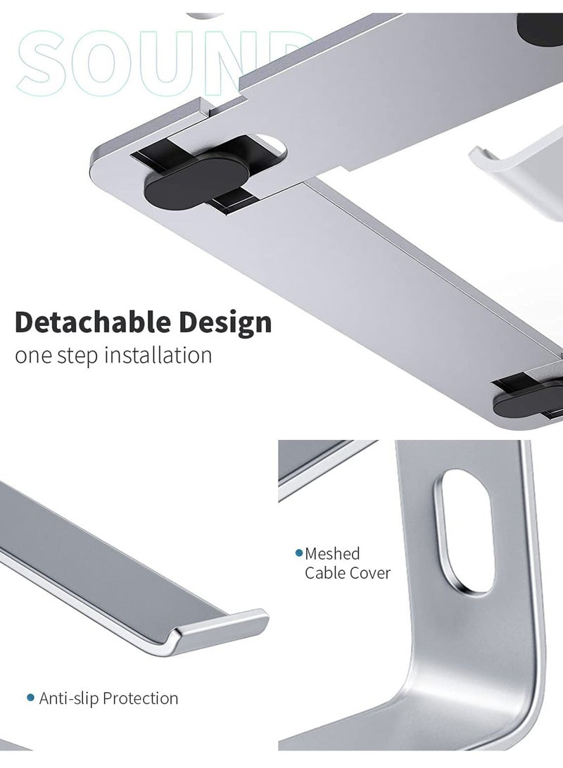 Rock Pow Laptop Stand Aluminum Computer Riser Ergonomic Laptops Elevator for Desk Metal Holder Compatible with 10 to 15.6 Inches Notebook Computer - Image 5