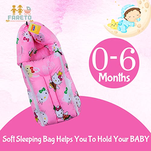 Fareto Baby Mattress with Net & Sleeping Bag (0-6 Months)(Pink T) - Image 4