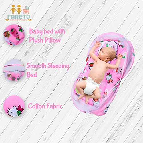 Fareto Baby Mattress with Net & Sleeping Bag (0-6 Months)(Pink T) - Image 3