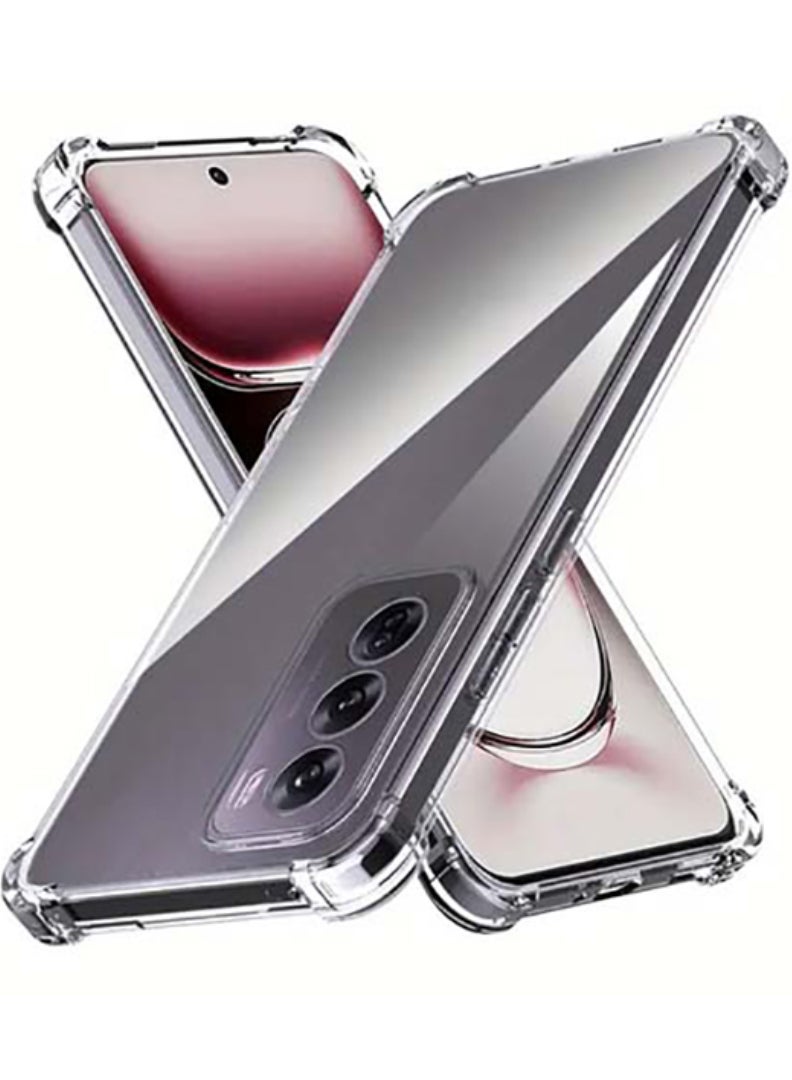 Theodor Oppo Reno 12 Clear Case, Shock-Absorption TPU Cell Phone Cover with Reinforced Corners, Soft Flexible & Crystal Clear Protective Bumper Case - Image 1