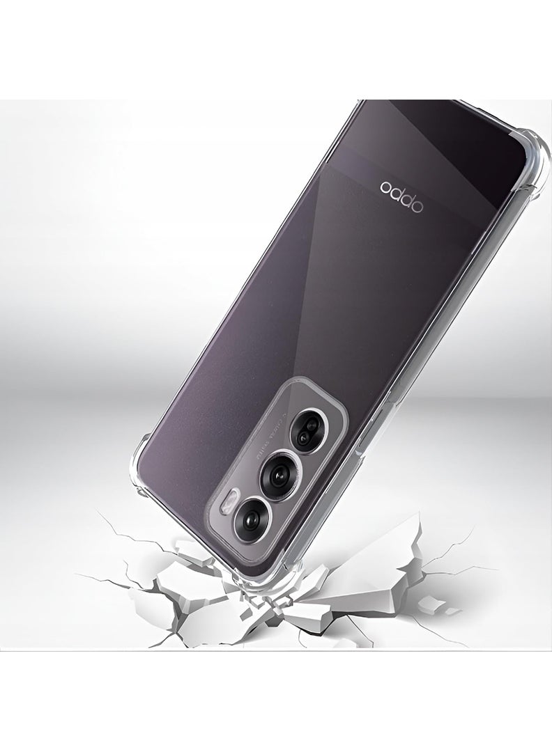 Theodor Oppo Reno 12 Clear Case, Shock-Absorption TPU Cell Phone Cover with Reinforced Corners, Soft Flexible & Crystal Clear Protective Bumper Case - Image 3