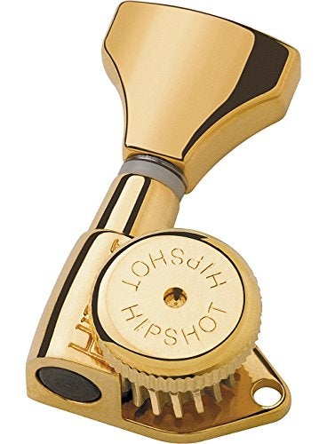Hipshot 6GLO Grip-Lock Locking Guitar Tuning Machines 3+3 - Universal Mounting Plate UMP included - Gold - Image 3