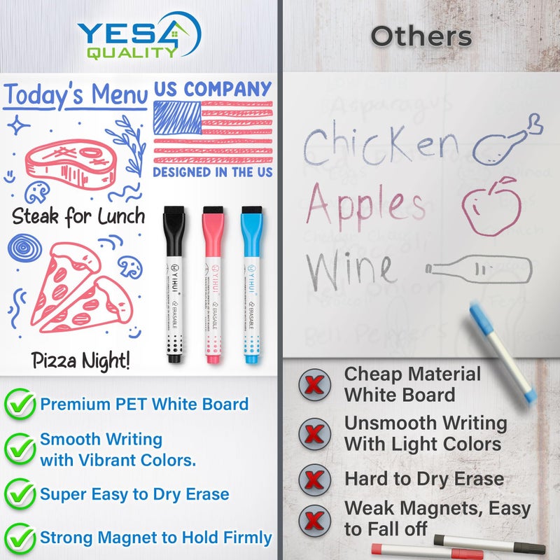 يس فور كواليتي لوح مغناطيسي يعمل بالمسح الجاف مع 3 أقلام ماركر - Image 5