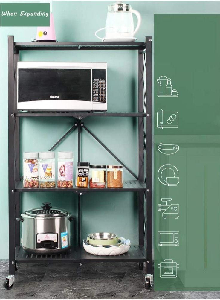 DubaiGallery رف تخزين قابل للطي باللون الأسود - Image 2