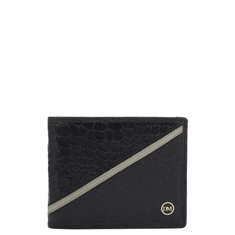 دا ميلانو Black Bifold Leather Mens Wallet
