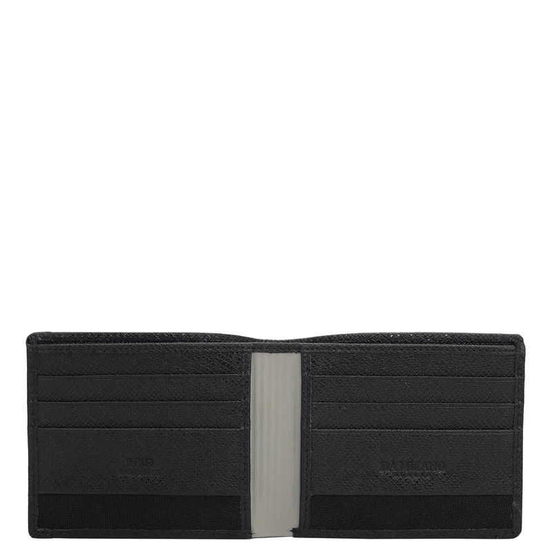 دا ميلانو Black Bifold Leather Mens Wallet