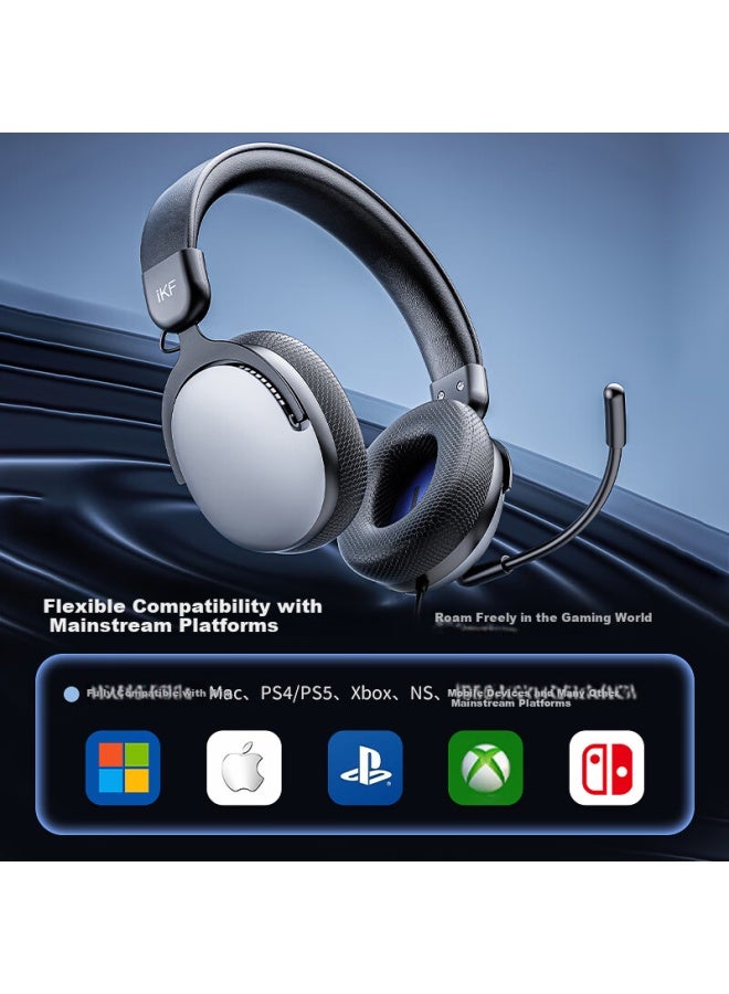 Ikf V12 Gaming Headset Headset Wired 0 Delay Sense Fps Exclusive Tuning Gaming Headset Magic Sound Card Fearless Chicken Classic White - Image 4