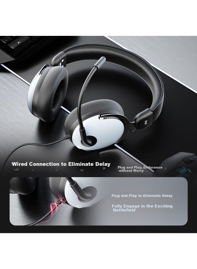 Ikf V12 Gaming Headset Headset Wired 0 Delay Sense Fps Exclusive Tuning Gaming Headset Magic Sound Card Fearless Chicken Classic White - Image 3