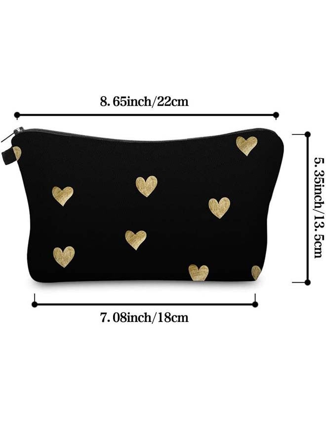 حقيبة مكياج سفر لطيفة، حقيبة مستحضرات تجميل، حقيبة صغيرة، هدية للنساء (قلب ذهبي مصقول) - Image 4