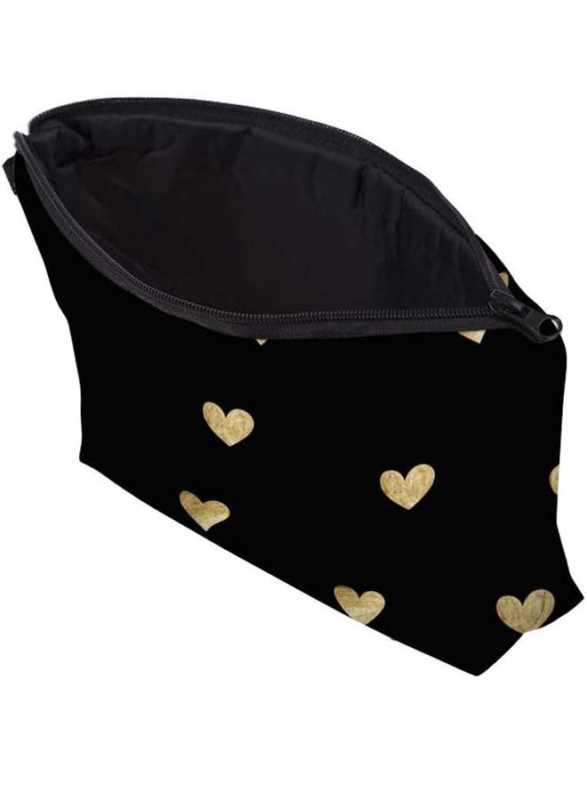 حقيبة مكياج سفر لطيفة، حقيبة مستحضرات تجميل، حقيبة صغيرة، هدية للنساء (قلب ذهبي مصقول) - Image 3