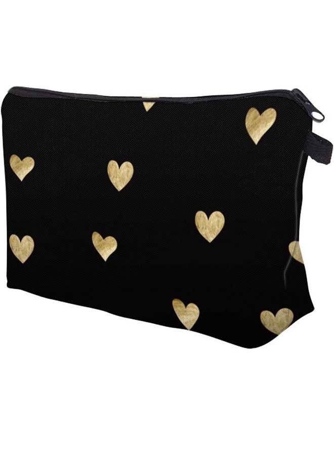 حقيبة مكياج سفر لطيفة، حقيبة مستحضرات تجميل، حقيبة صغيرة، هدية للنساء (قلب ذهبي مصقول) - Image 2