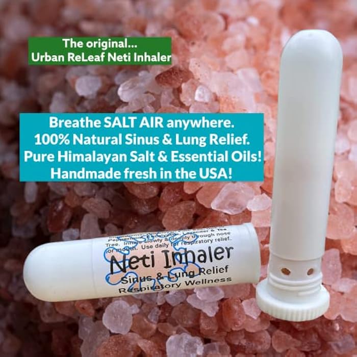 Urban ReLeaf NETI Salt Air Relief INHALER! Fast Relief. Soothing Sinus & Lung, Himalayan Salt & Botanicals! Respiratory Wellness. Healing Aromatherapy. Energizing! 100% Natural, Vegan, Made in the USA - Image 2