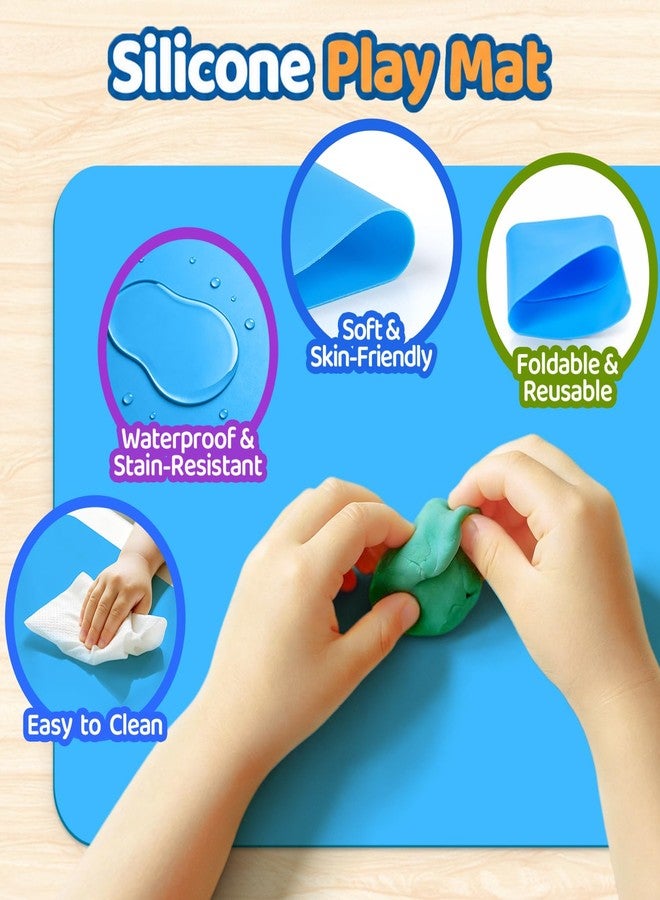 VConejo Play Dough Tools Sets for Kids, 35Pcs Clay and Dough Tools Accessories Set with Silicone Mat & Storage Box, 3D Dino Molds, Animal Cutters, Dough Extruder, Rolling Pins for Boys Girls - Image 3