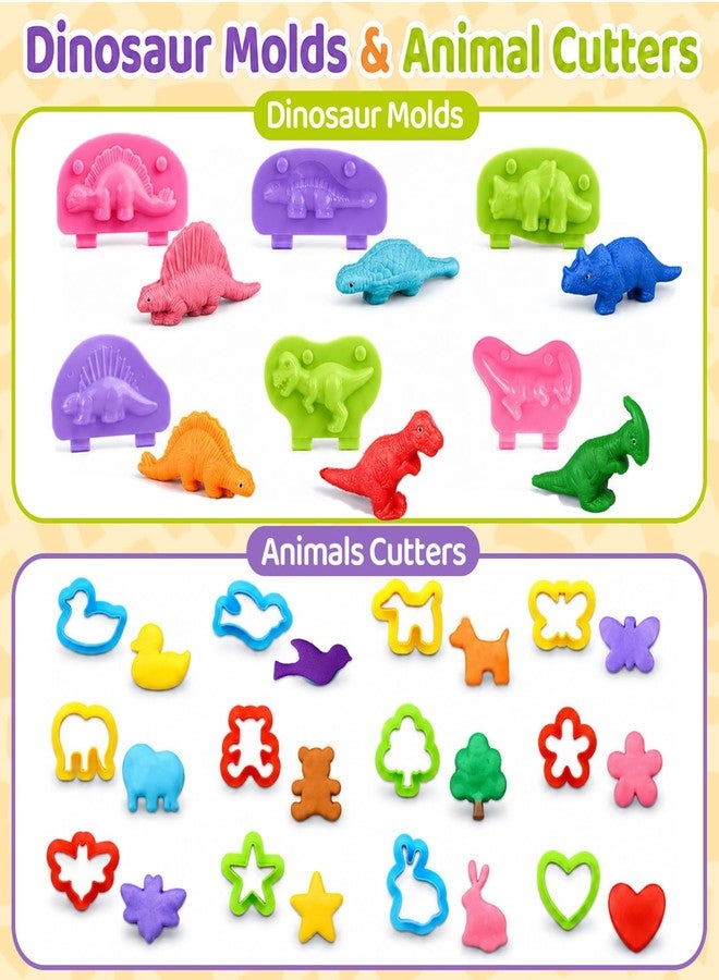 VConejo Play Dough Tools Sets for Kids, 35Pcs Clay and Dough Tools Accessories Set with Silicone Mat & Storage Box, 3D Dino Molds, Animal Cutters, Dough Extruder, Rolling Pins for Boys Girls - Image 4