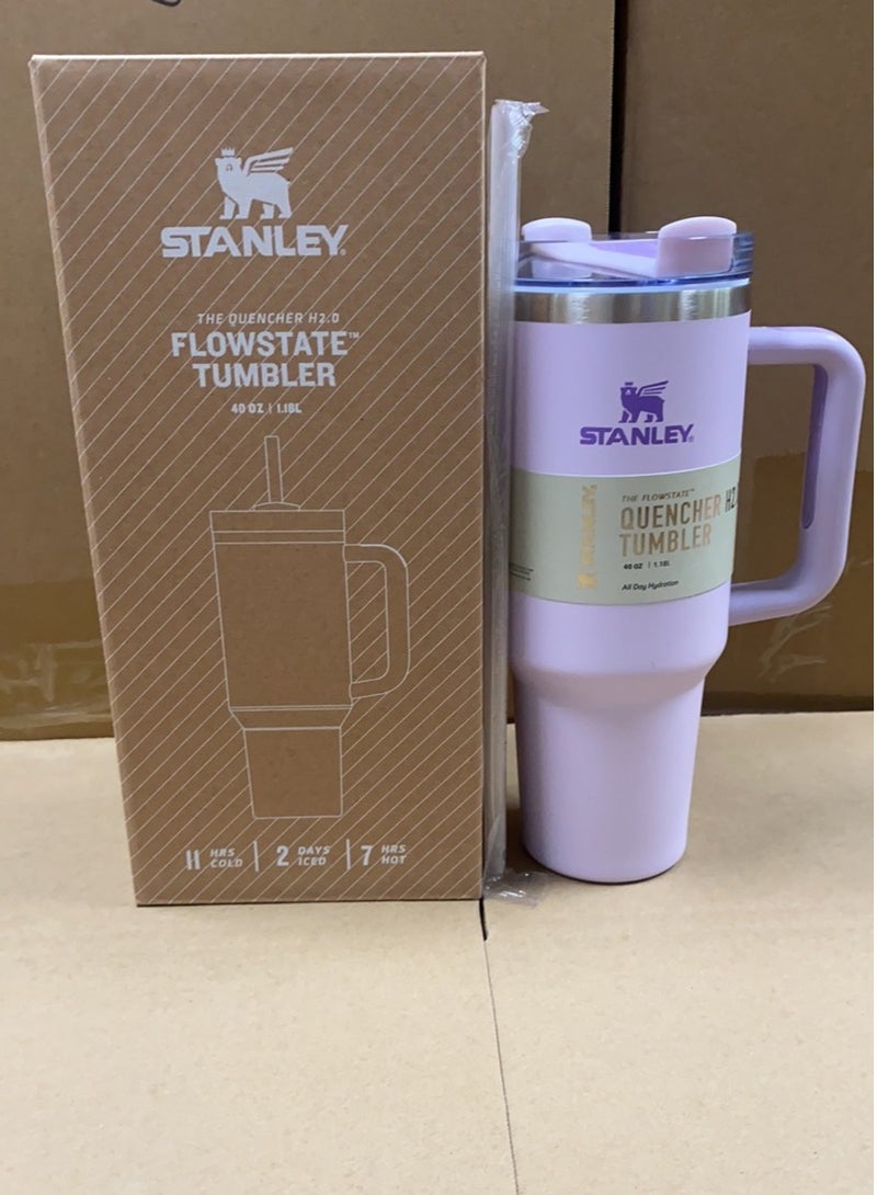 Stanley Quencher H2.0 FlowState Stainless Steel Vacuum Insulated Tumbler with Lid and Straw for Water, Iced Tea or Coffee, Smoothie and More, Rose Quartz, 40 oz Stainless Steel 32x15x 10cm Purple - Image 1