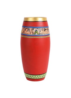AAKRITI ART CREATIONS Aakriti Art Creations Vase Earthen Handcrafted Red Madhubani 9x4HxD  - Image 3