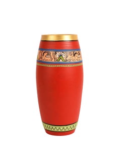 AAKRITI ART CREATIONS Aakriti Art Creations Vase Earthen Handcrafted Red Madhubani 9x4HxD  - Image 2