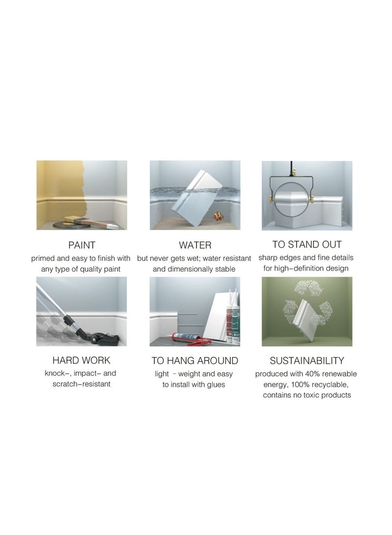 عالم نسيل نعلات من مادة البوليسترين PS Skirting Board - مقاس 10*1.5*240 سم -  5 حبات/أعواد - Image 4