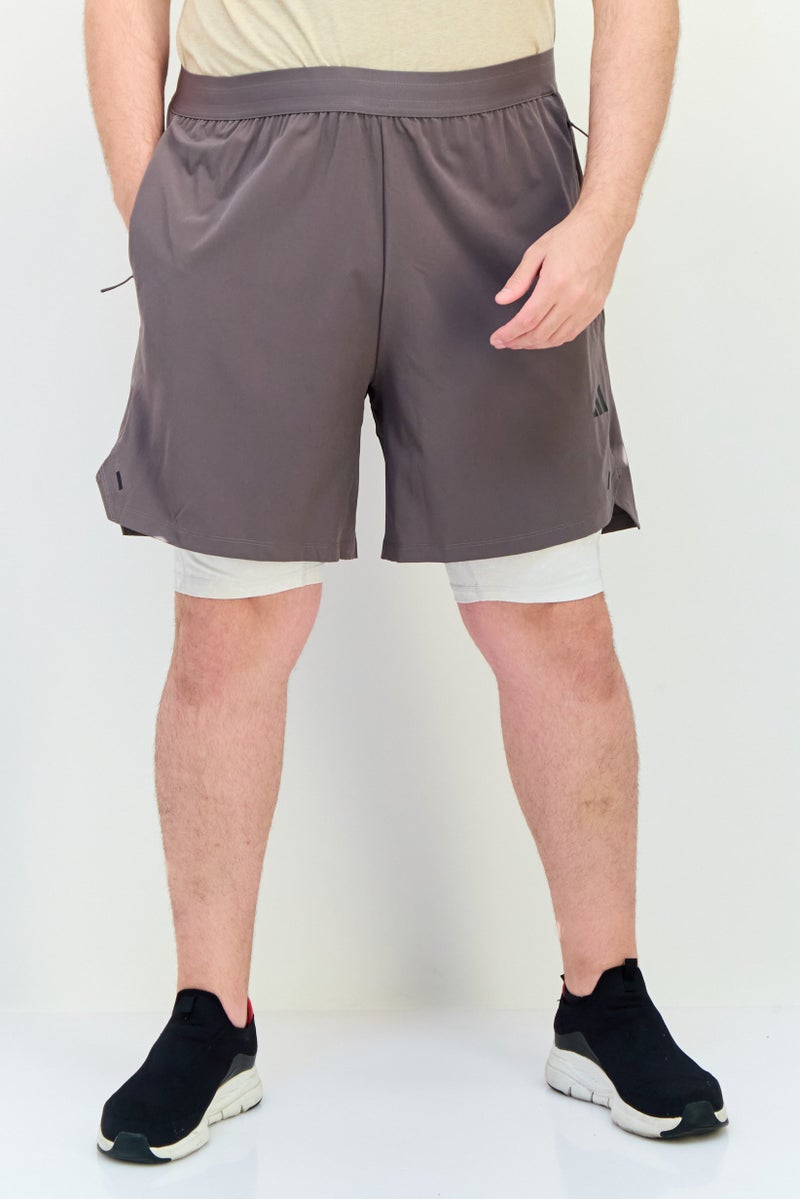 Adidas Men Sportswear Fit 9 Inseam Training Shorts, Dusty Grey - Image 1