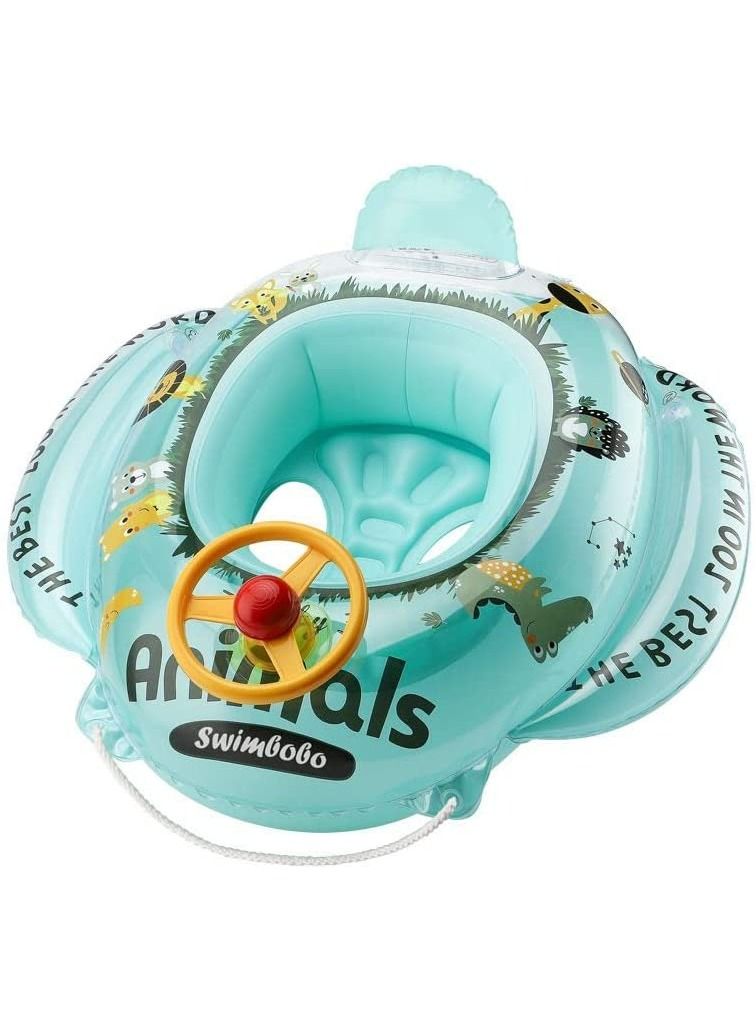 LIMOS Baby Inflatable Swim Boat Pool Float Seat Ring for Toddler(Animal Green) - Image 5