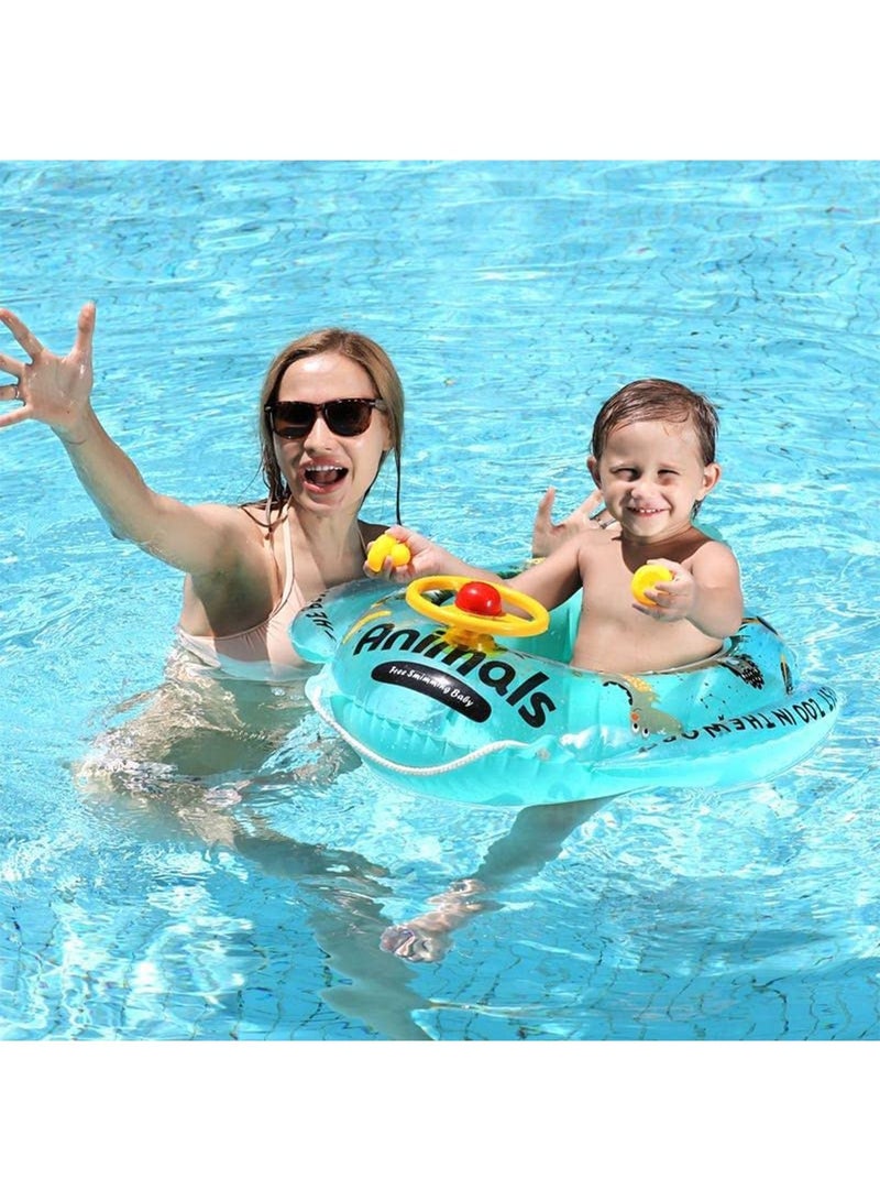LIMOS Baby Inflatable Swim Boat Pool Float Seat Ring for Toddler(Animal Green) - Image 1