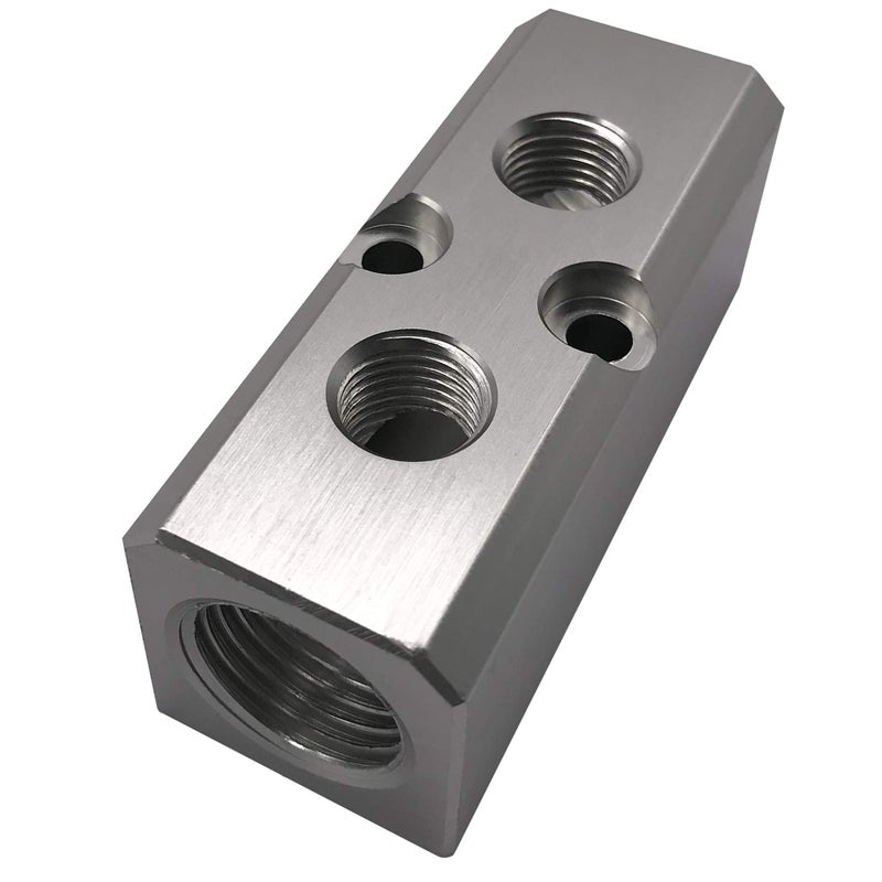 NACX 6 Way Pneumatic Manifold Air Distribution Block, G1/2 Supply Port, G1/4-Inch Output Port, Aluminum Alloy - Image 1