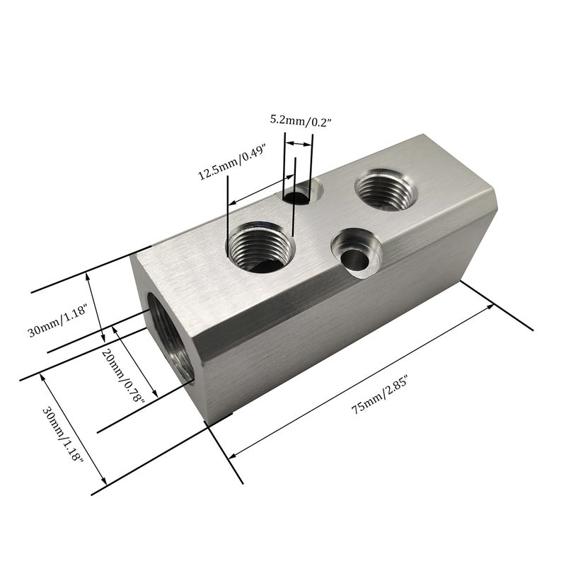 NACX 6 Way Pneumatic Manifold Air Distribution Block, G1/2 Supply Port, G1/4-Inch Output Port, Aluminum Alloy - Image 2