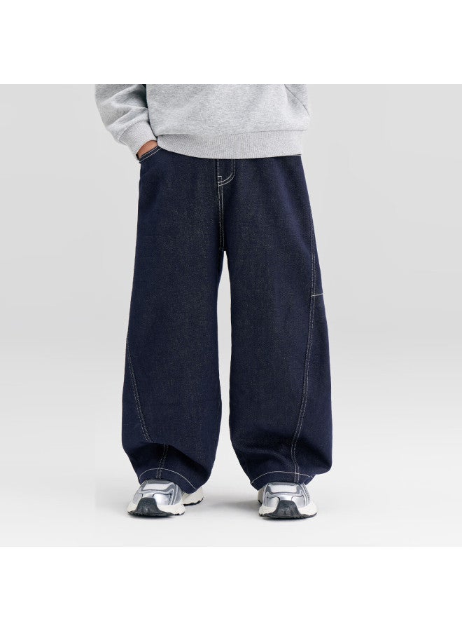 Zuoxi Boys' Jeans Autumn New Children's Pants Middle And Large Boys' Curved Knife Pants Deep Denim Color 130 - Image 4
