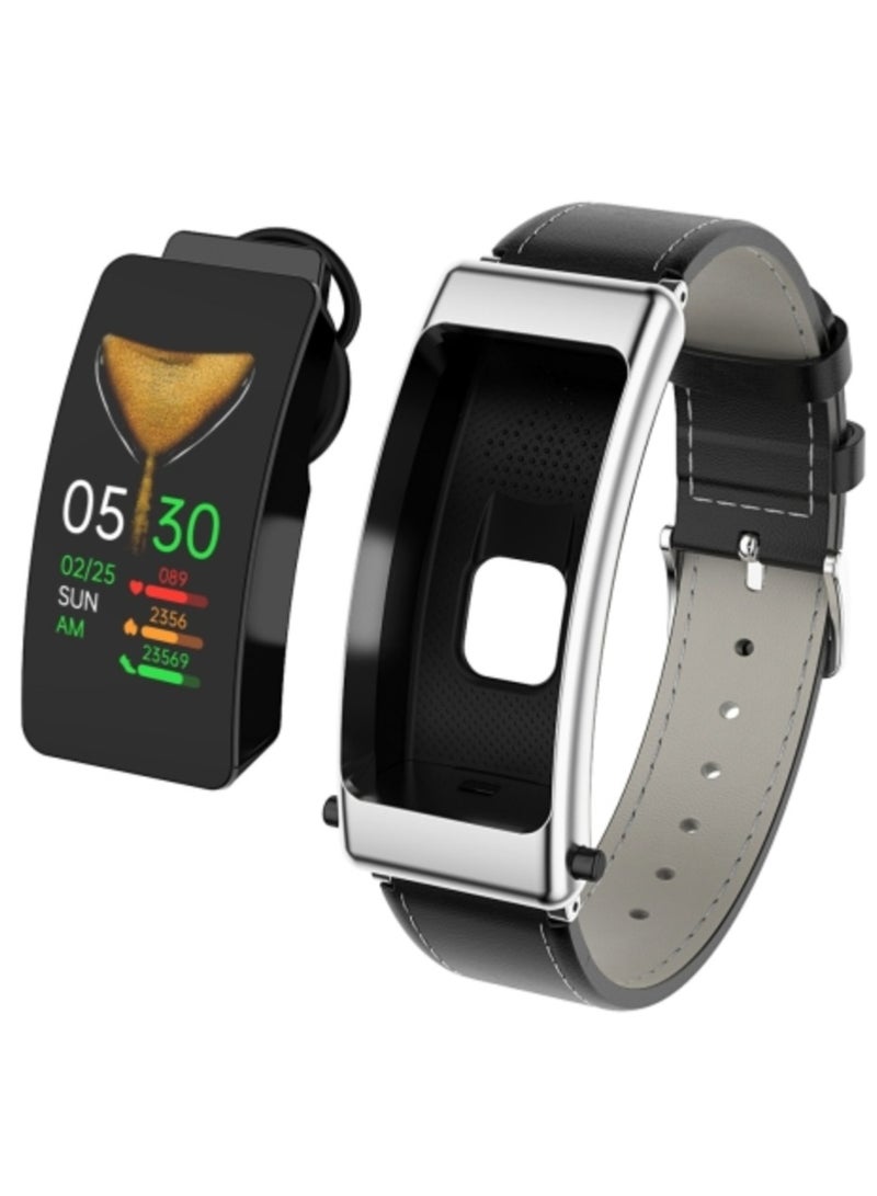 AROAQ K50 1.08 inch Leather Band Two -in-ONE TWS Earphone Detachable IP67 Waterproof Smart Watch Support Bluetooth Call  - Image 1