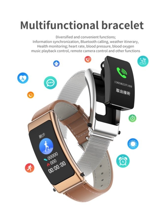 AROAQ K50 1.08 inch Leather Band Two -in-ONE TWS Earphone Detachable IP67 Waterproof Smart Watch Support Bluetooth Call  - Image 4