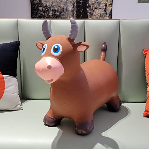 Hot Max HotMax Bouncy Bull Hopping Horse Toys, Inflatable Bouncing Animal Hopper for Toddlers or Kids, Ride on Jumping Farm Toys for Boy or Girl, Birthday Gift 2 3 4 Year Old (Brown Cow) - Image 5