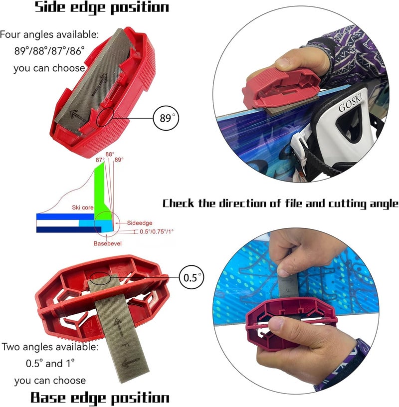 IGOSKI Snowboard Ski Edge Bevel Tuning ski Wax kit，Snowboard Tool，ski Edge Sharpener Tuner Side Ski Angle Tool & Diamonds & Gummi Stone (Tool+Diamonds + Gummi Stone) - Image 3