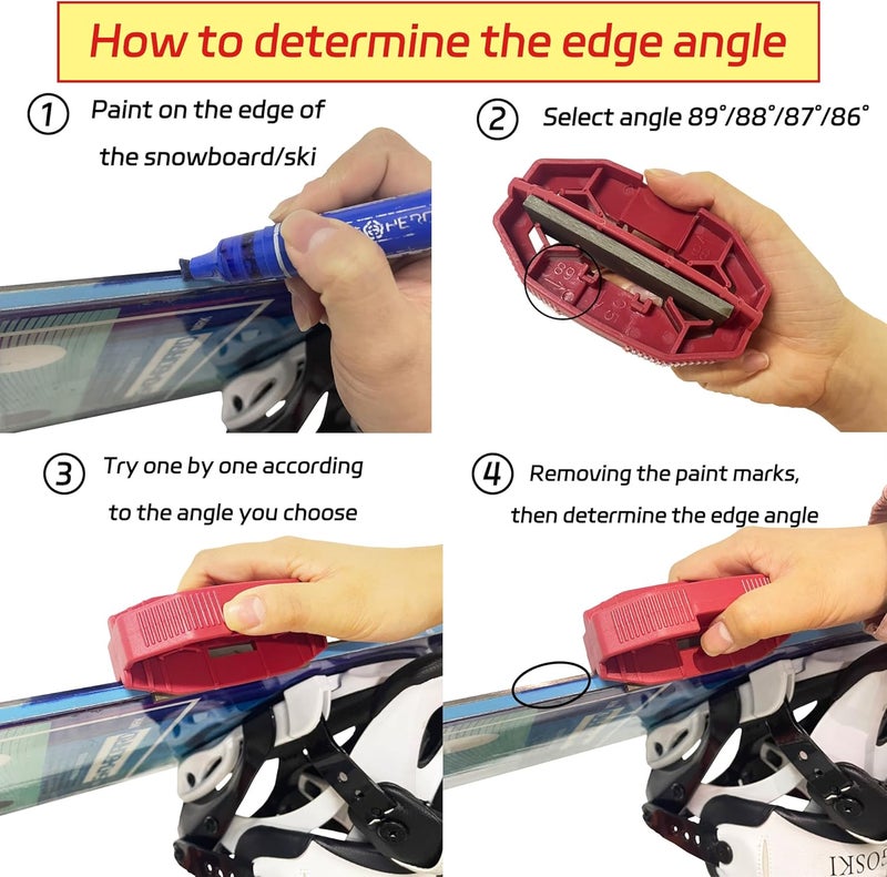 IGOSKI Snowboard Ski Edge Bevel Tuning ski Wax kit，Snowboard Tool，ski Edge Sharpener Tuner Side Ski Angle Tool & Diamonds & Gummi Stone (Tool+Diamonds + Gummi Stone) - Image 4