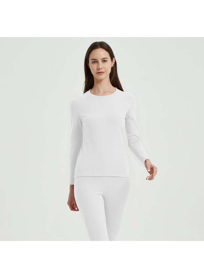 New Solid Color Double-sided Sanding Women's Thermal Underwear Autumn Clothes Round Neck Underwear Base Shirt Warm Suit For Men