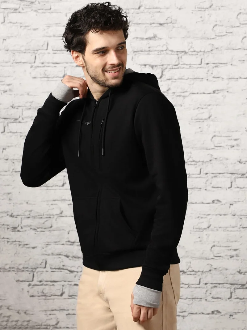 NOBERO  Black Hooded Sweatshirt for Men for Men | Best Price UAE
