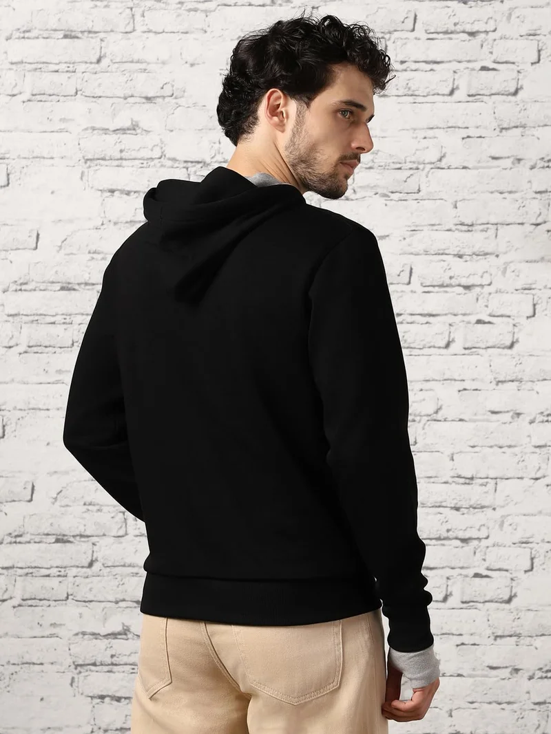 NOBERO  Black Hooded Sweatshirt for Men for Men | Best Price UAE