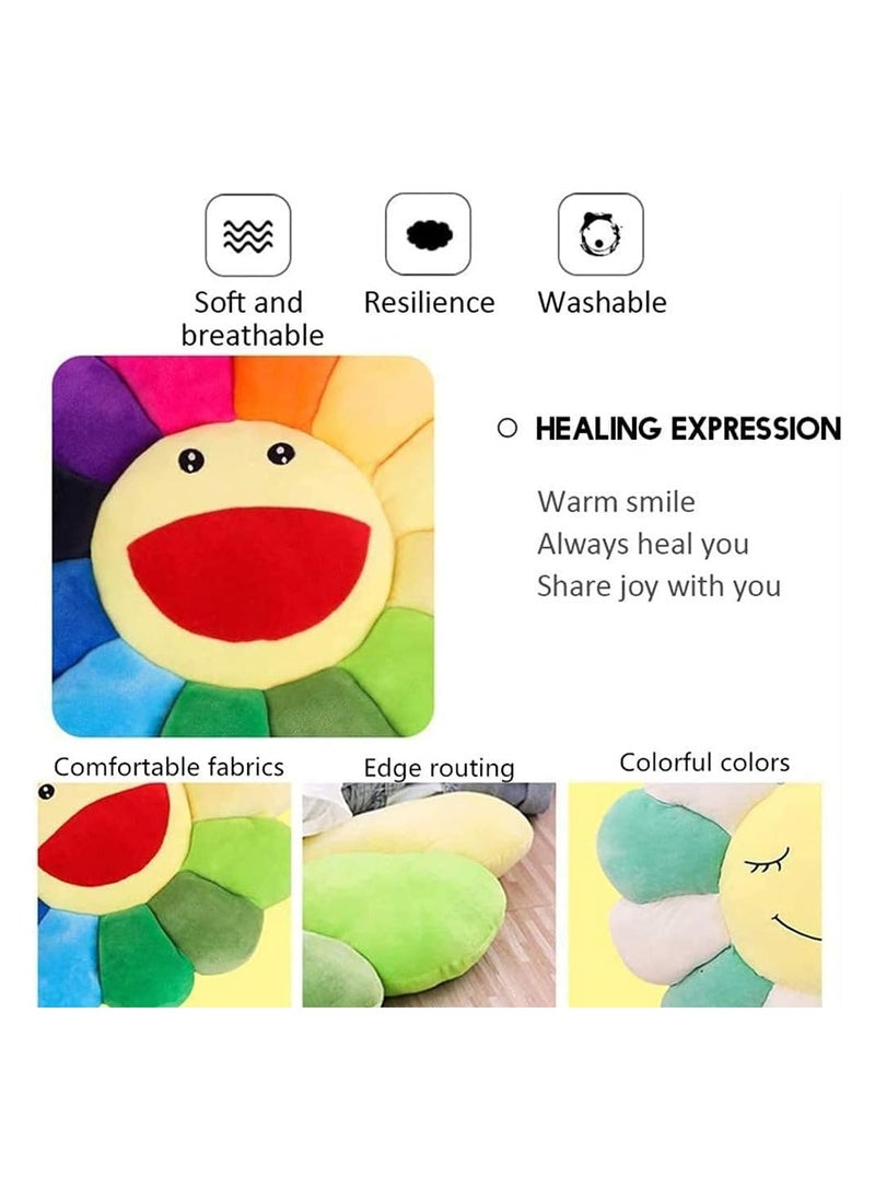 Bukela Smile Face Plush Rainbow Pillow, Sunflower Indie Decor Plush Pillow Soft & Comfortable Flower Floor Pillow for Home Reading Bed Room Decoration  - Image 4