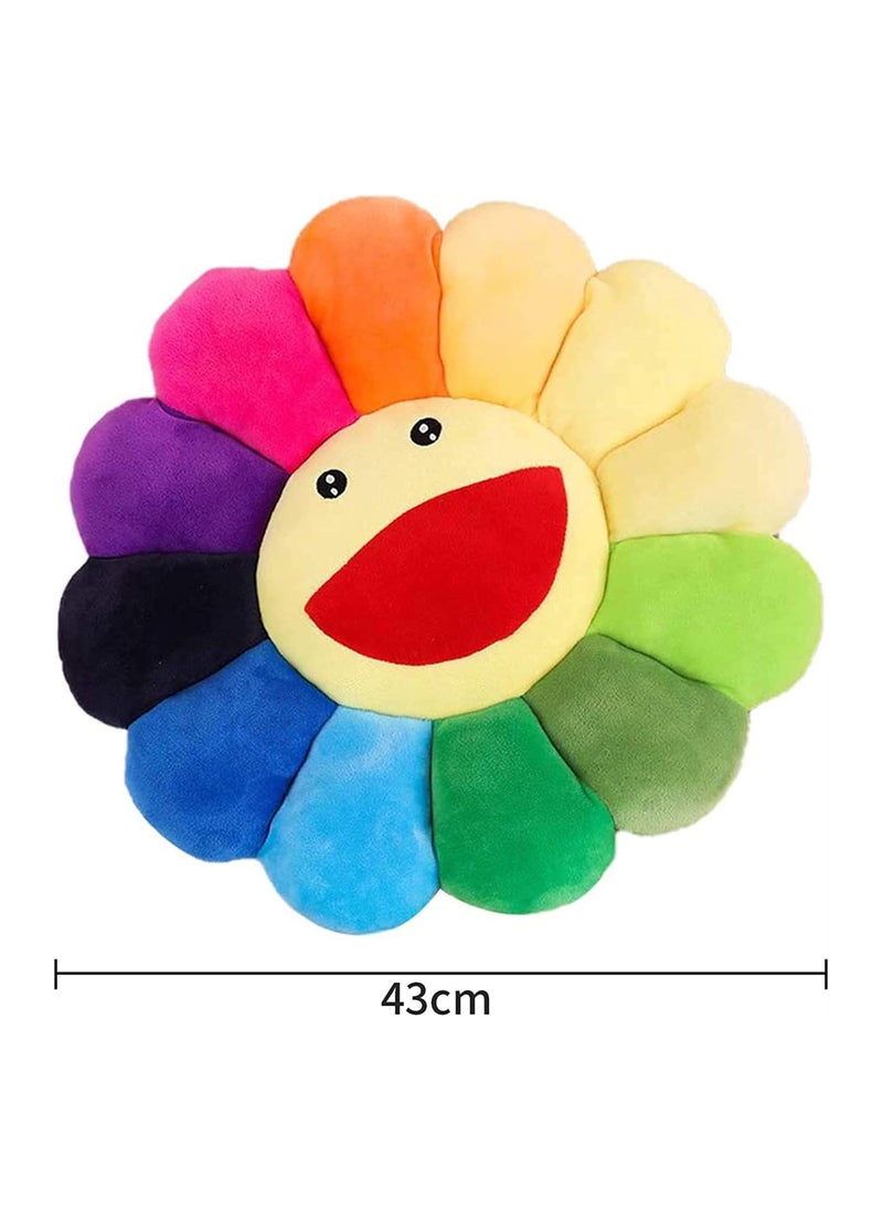 Bukela Smile Face Plush Rainbow Pillow, Sunflower Indie Decor Plush Pillow Soft & Comfortable Flower Floor Pillow for Home Reading Bed Room Decoration  - Image 3