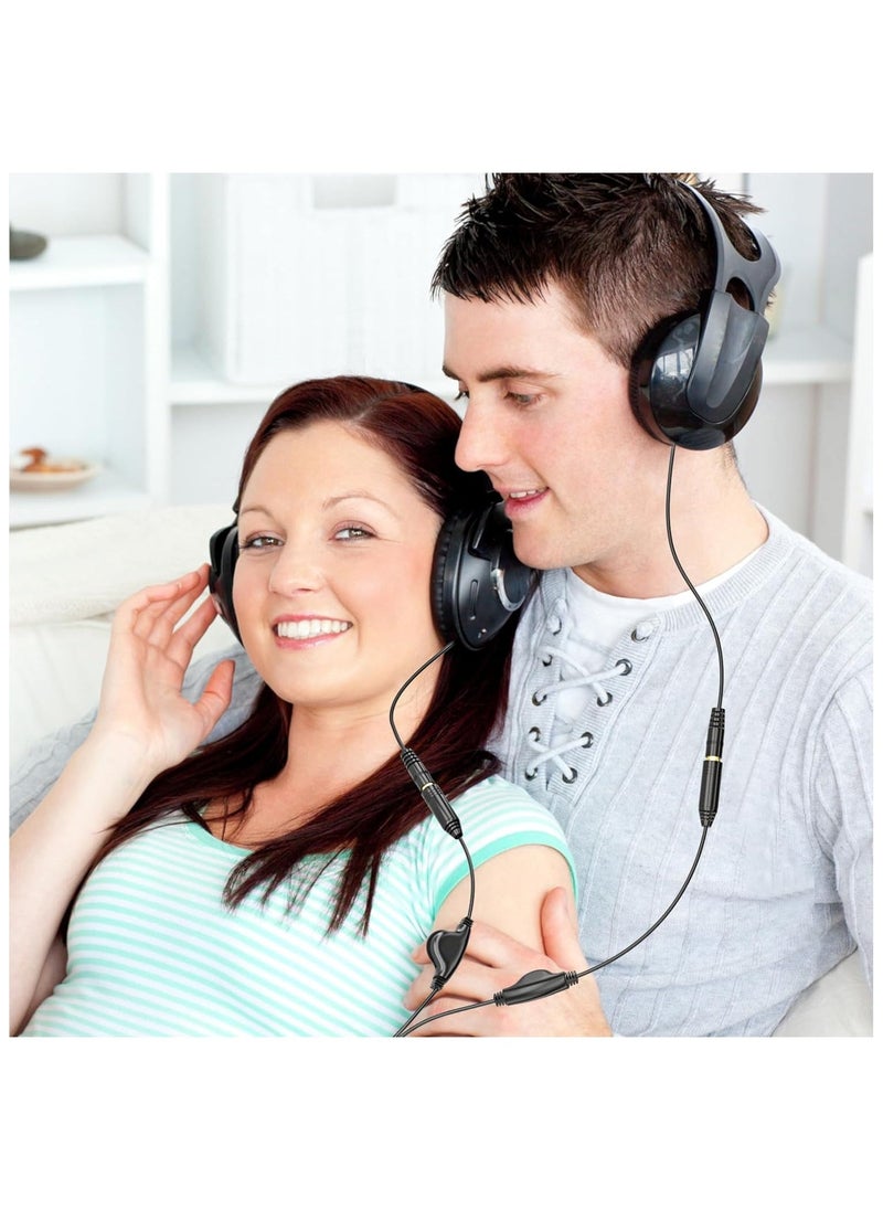 Headphone Splitter with Volume Control, 3.5mm Audio Stereo Y Splitter, 2 Female to 1 Male, Dual Headset Adapter Extension Cable, Compatible with PS4 PS5 Xbox Switch Phone Tablet Laptop - Image 3