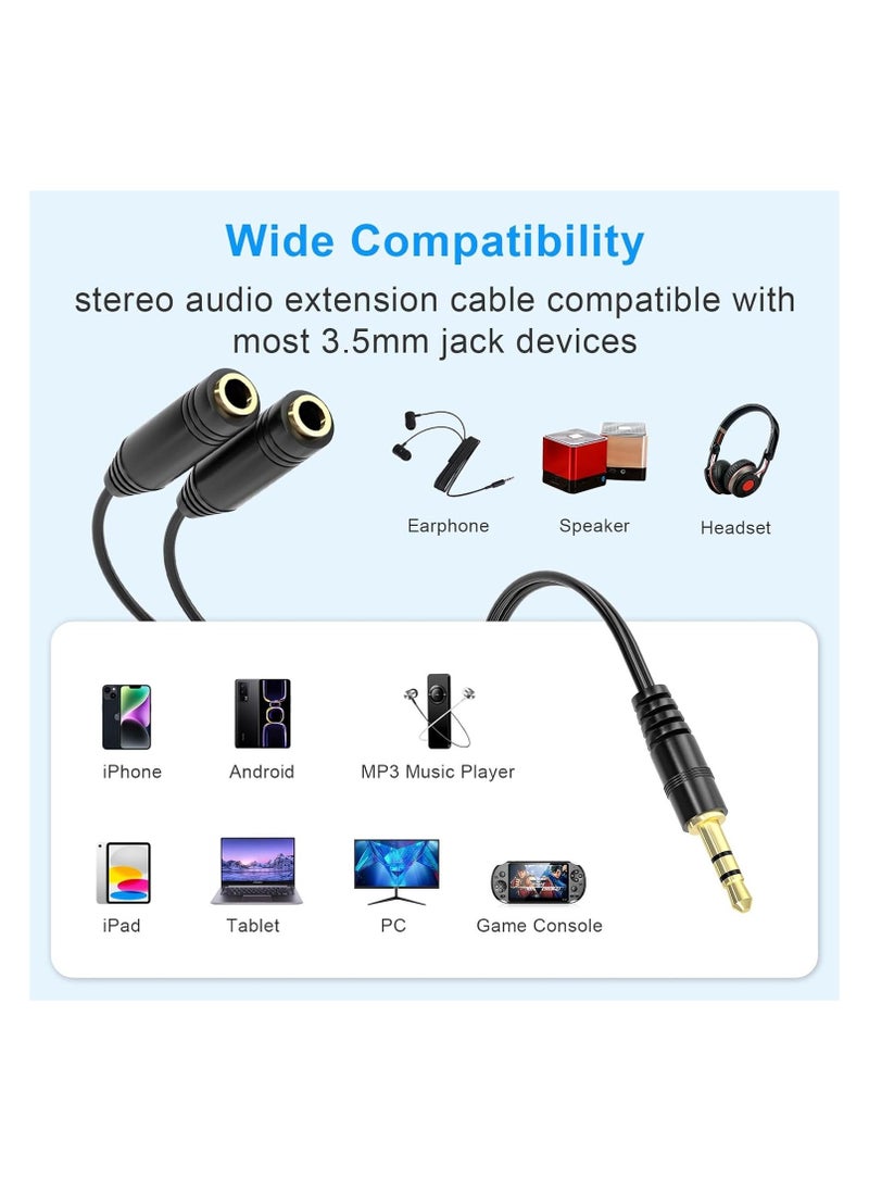 Headphone Splitter with Volume Control, 3.5mm Audio Stereo Y Splitter, 2 Female to 1 Male, Dual Headset Adapter Extension Cable, Compatible with PS4 PS5 Xbox Switch Phone Tablet Laptop - Image 5