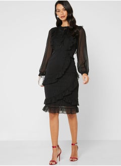 ELLA Shimmer Layered Ruffle Dress  - Image 4